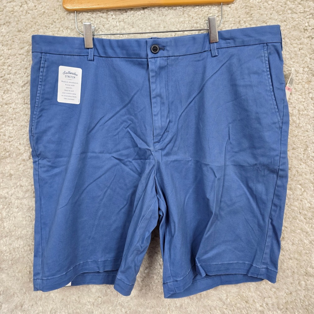 IZOD Saltwater Shorts Mens 40 Blue Stretch Flat Front Relaxed Coastal Preppy